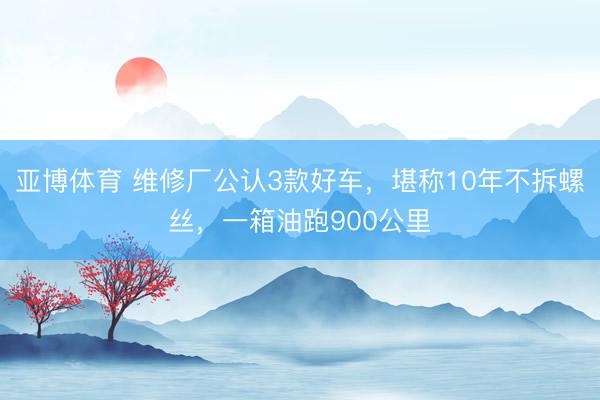 亚博体育 维修厂公认3款好车，堪称10年不拆螺丝，一箱油跑900公里