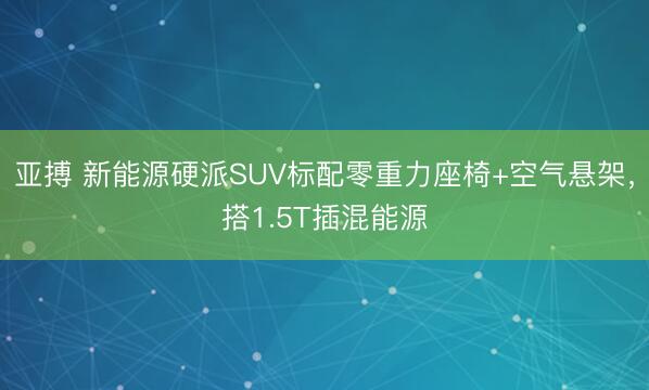 亚搏 新能源硬派SUV标配零重力座椅+空气悬架,搭1.5T插混能源