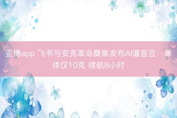 亚博app 飞书与安克革命麇集发布AI灌音豆：单体仅10克 续航8小时