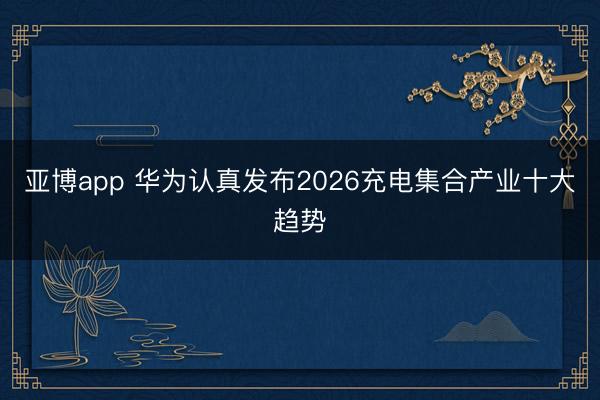 亚博app 华为认真发布2026充电集合产业十大趋势