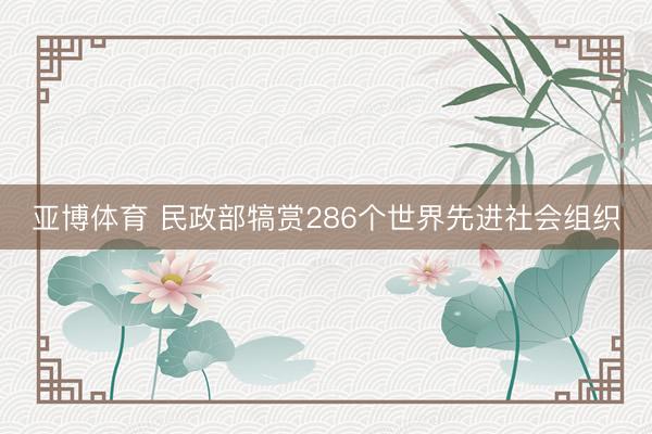 亚博体育 民政部犒赏286个世界先进社会组织