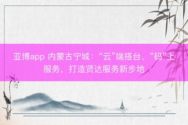 亚博app 内蒙古宁城:“云”端搭台、“码”上服务,打造贤达服务新步地