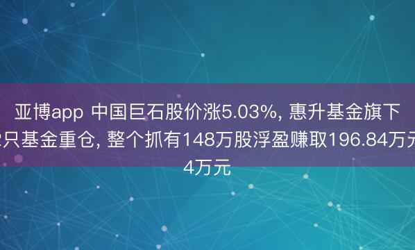 亚博app 中国巨石股价涨5.03%， 惠升基金旗下2只基金重仓， 整个抓有148万股浮盈赚取196.84万元