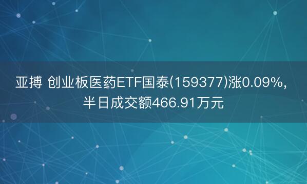 亚搏 创业板医药ETF国泰(159377)涨0.09%， 半日成交额466.91万元
