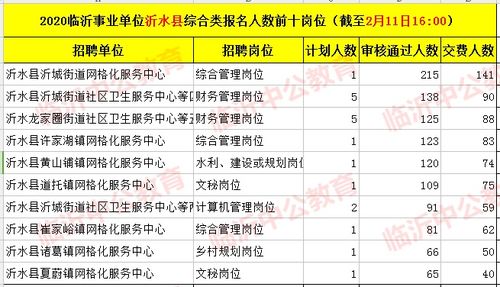 2020临沂沂水事业招聘报名人数 3745人过审,热门岗位竞争比215 1